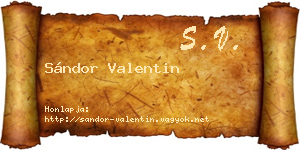 Sándor Valentin névjegykártya